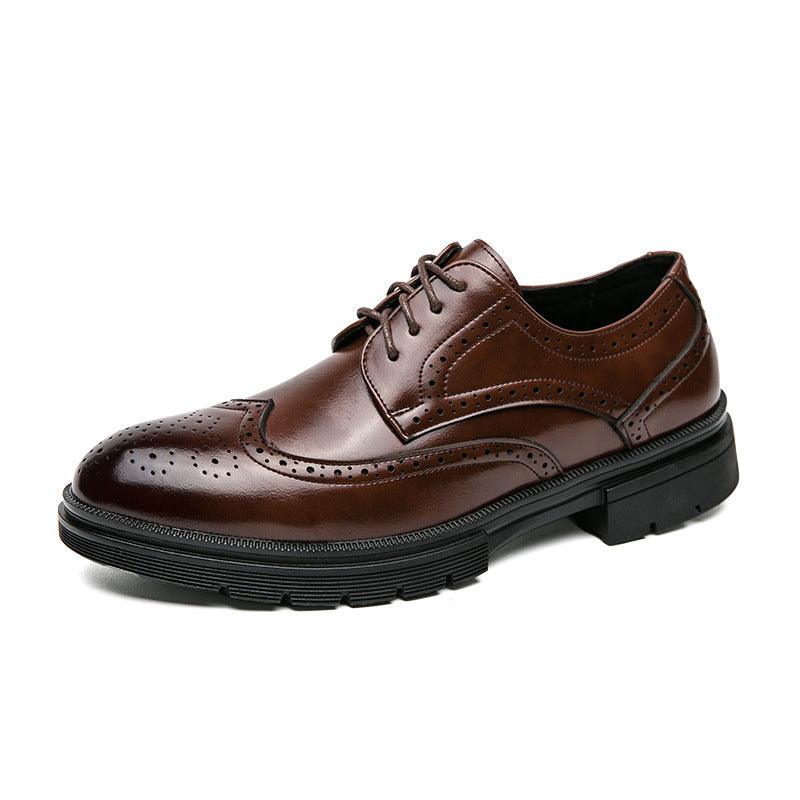 Spring And Autumn Men's Brogue Business Formal Wear Leather Shoes.