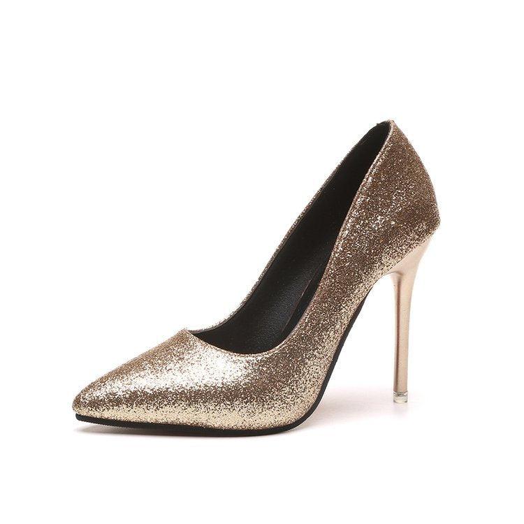 Spring And Summer New High Heels Stiletto Heel Gold And Silver Color Formal Dress Bridesmaid Bridal Shoes