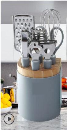 "Stainless Kitchen Gadgets: Utensils Tray, Peeler, Egg Scissors - Perfect Gifts!"