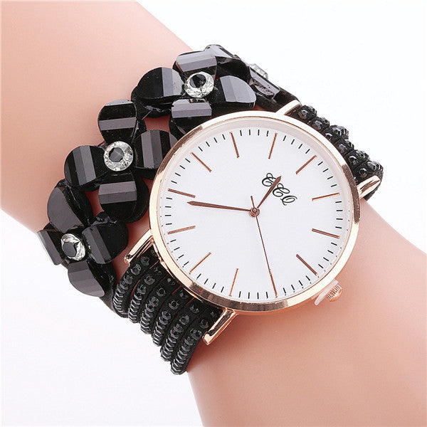 Stainless steel shell quartz watches Women luxury brand velvet drill band watch Ladies high quality fashion clock