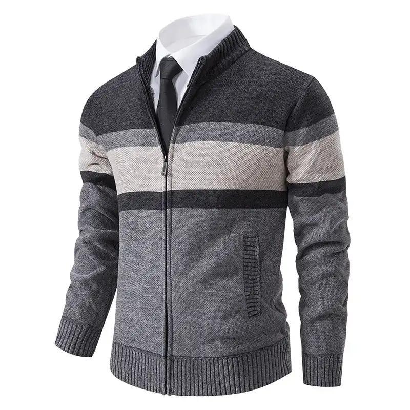 "Stand Collar Casual Sweater Coat for Men."