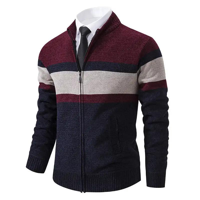 "Stand Collar Casual Sweater Coat for Men."