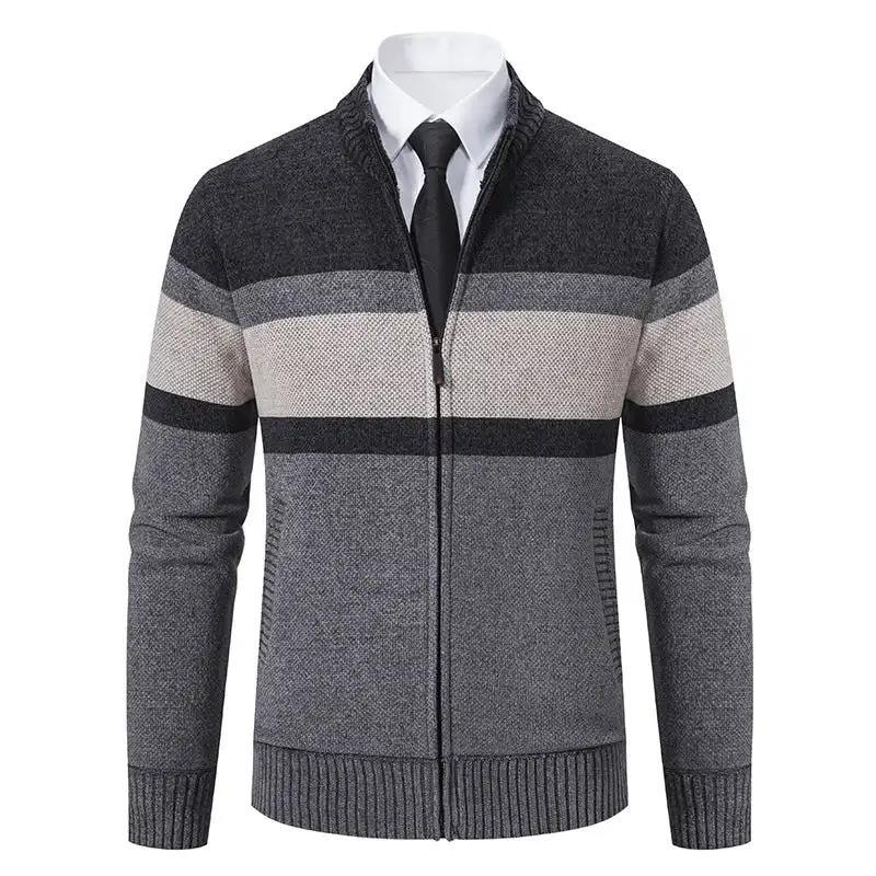 "Stand Collar Casual Sweater Coat for Men."