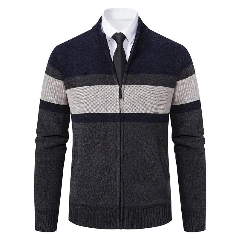 "Stand Collar Casual Sweater Coat for Men."