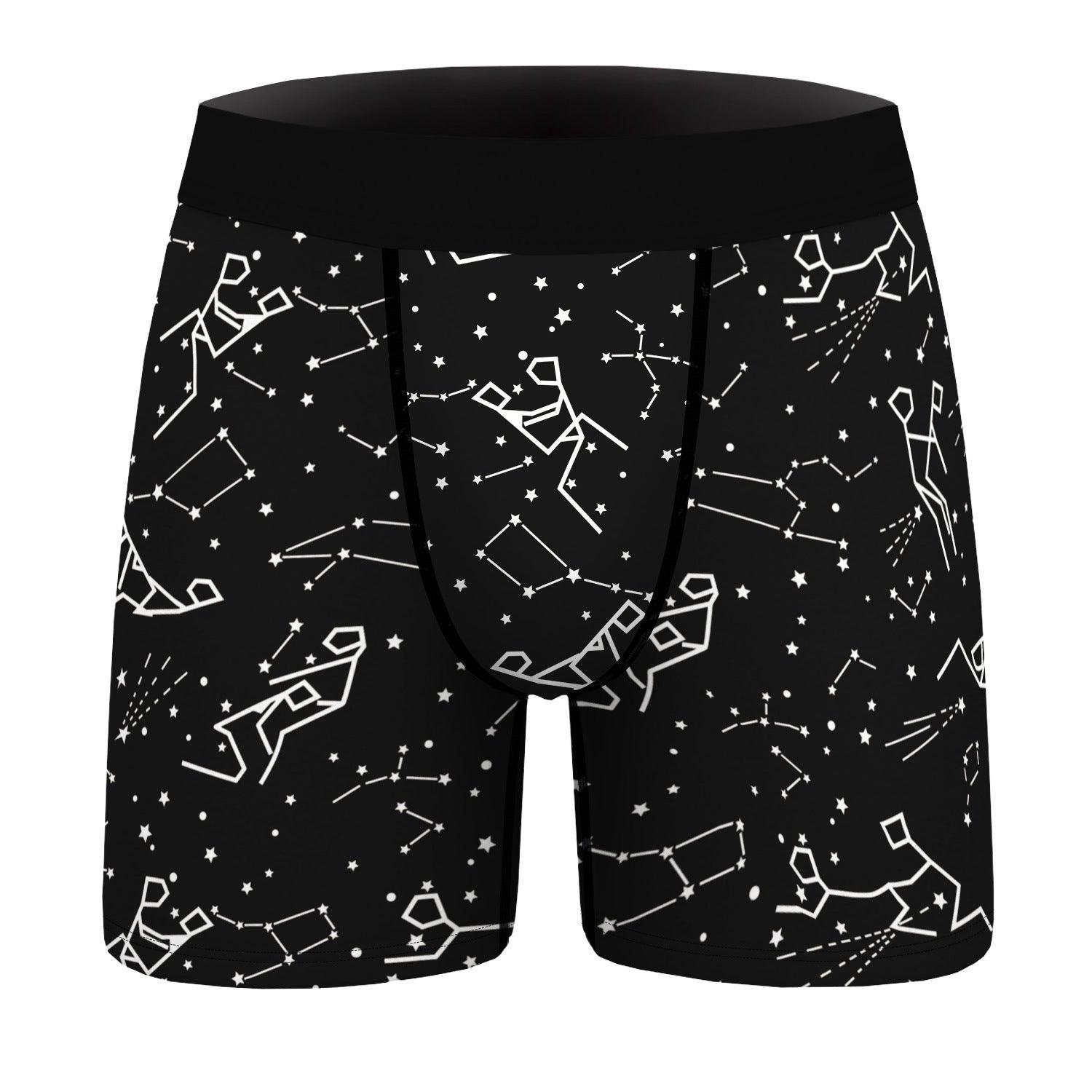 Star digital printing men's underwear: Breathable polyester fabric for comfort and style.