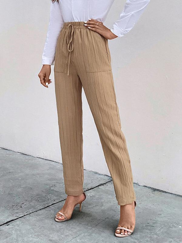 Stay comfortable and stylish with our Casual Elastic Waist Pleated Women's Pants, perfect for a relaxed and chic look.