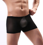 Stay cool and comfortable with our Men's Mesh Transparent One-piece Boxers Underwear.