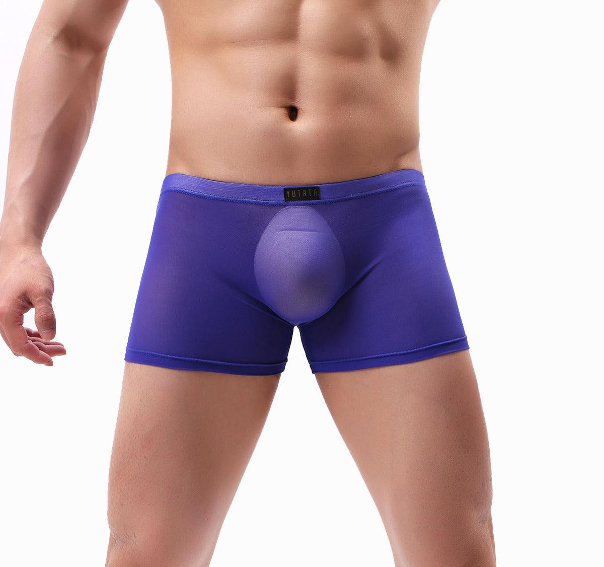 Stay cool and comfortable with our Men's Mesh Transparent One-piece Boxers Underwear.