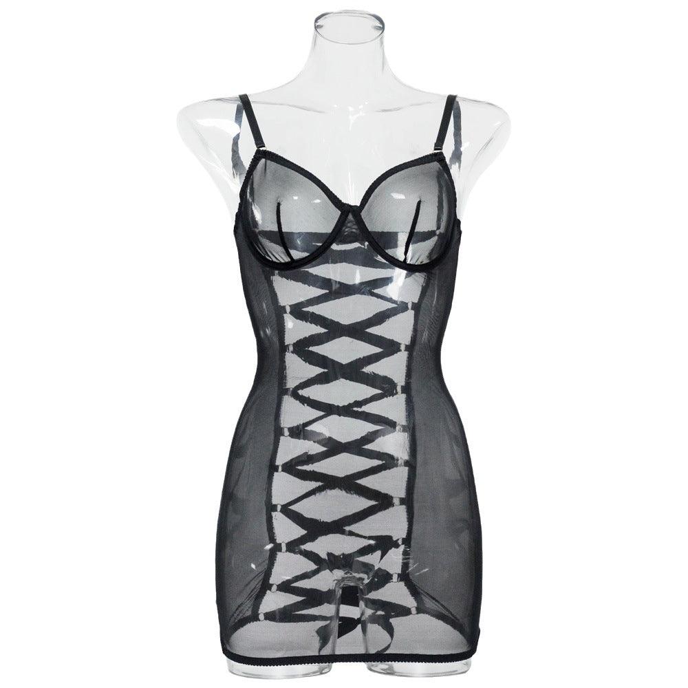 Steel Ring Mesh Camisole See-through Backless Body-shaping Corsets