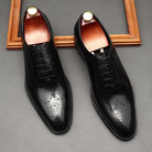 Step into Sophistication: British-Inspired Pointed Toe Lace-up Leather Formal Shoes for Men.