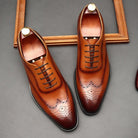 Step into Sophistication: British-Inspired Pointed Toe Lace-up Leather Formal Shoes for Men.