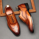 Step into Sophistication: British-Inspired Pointed Toe Lace-up Leather Formal Shoes for Men.