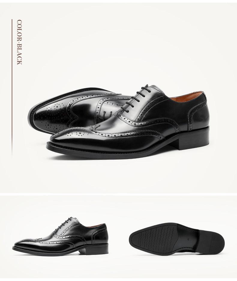 Step into Timeless Elegance: British-Inspired Men's Leather Business Shoes, Featuring a Sleek Pointed Toe.