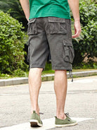 Straight Leg Cropped Pants Men's Loose Casual Pants Outdoor Sports Cargo Shorts (Without Belt)