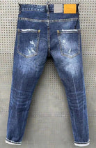 Stretch Jeans Slim-fit DSQ with Tatting Splash Paint - Men's Fashion.