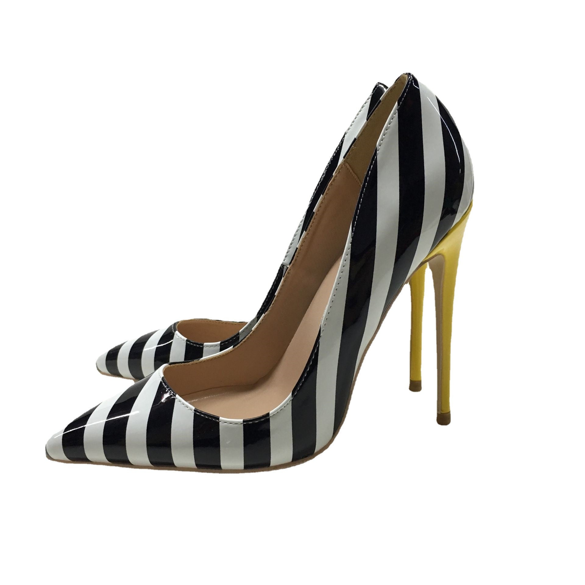 Striped High Heels 12CM Pointed Toe Stiletto Pump Women