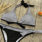 Striped Swimsuit Bow Tie Polka Dot Split Swimsuit Women