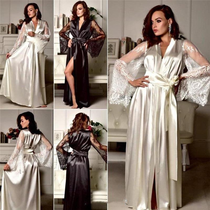 Stylish Sexy Summer Lingerie Womens Silk Robe Dress Pajama