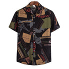 Summer Fashion Casual Men Baggy Beach Hawaiian Print Short Sleeve Button Retro Shirts Tops Blouse Men Shirt Summer New