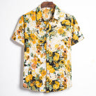 Summer Fashion Casual Men Baggy Beach Hawaiian Print Short Sleeve Button Retro Shirts Tops Blouse Men Shirt Summer New