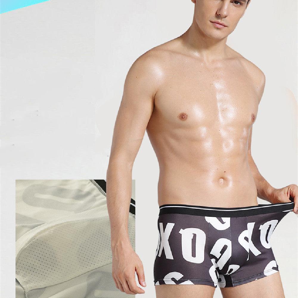 Summer seamless ice silk underwear: Antibacterial and cool, perfect for young men's comfort.