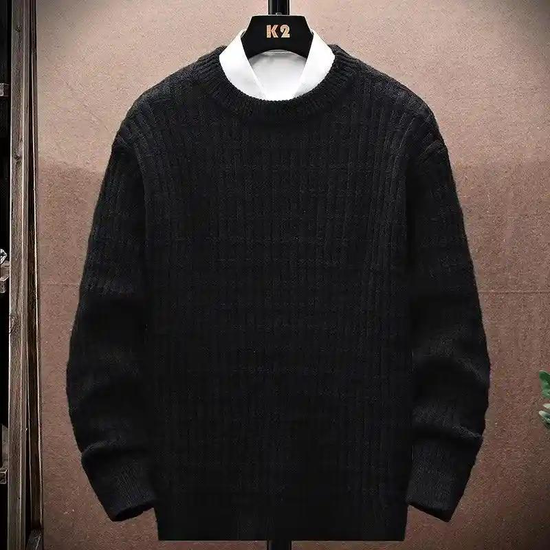 Sweater: Men's Loose Winter Crew Neck Sweater, New Outerwear Knitwear