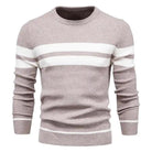 Sweater: Striped Men's Sweater - Fashion Casual Style.