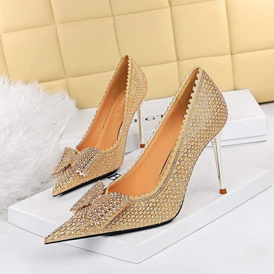 Sweet Women''s Princess Wedding Shoes Thin High Heels Shallow Mouth