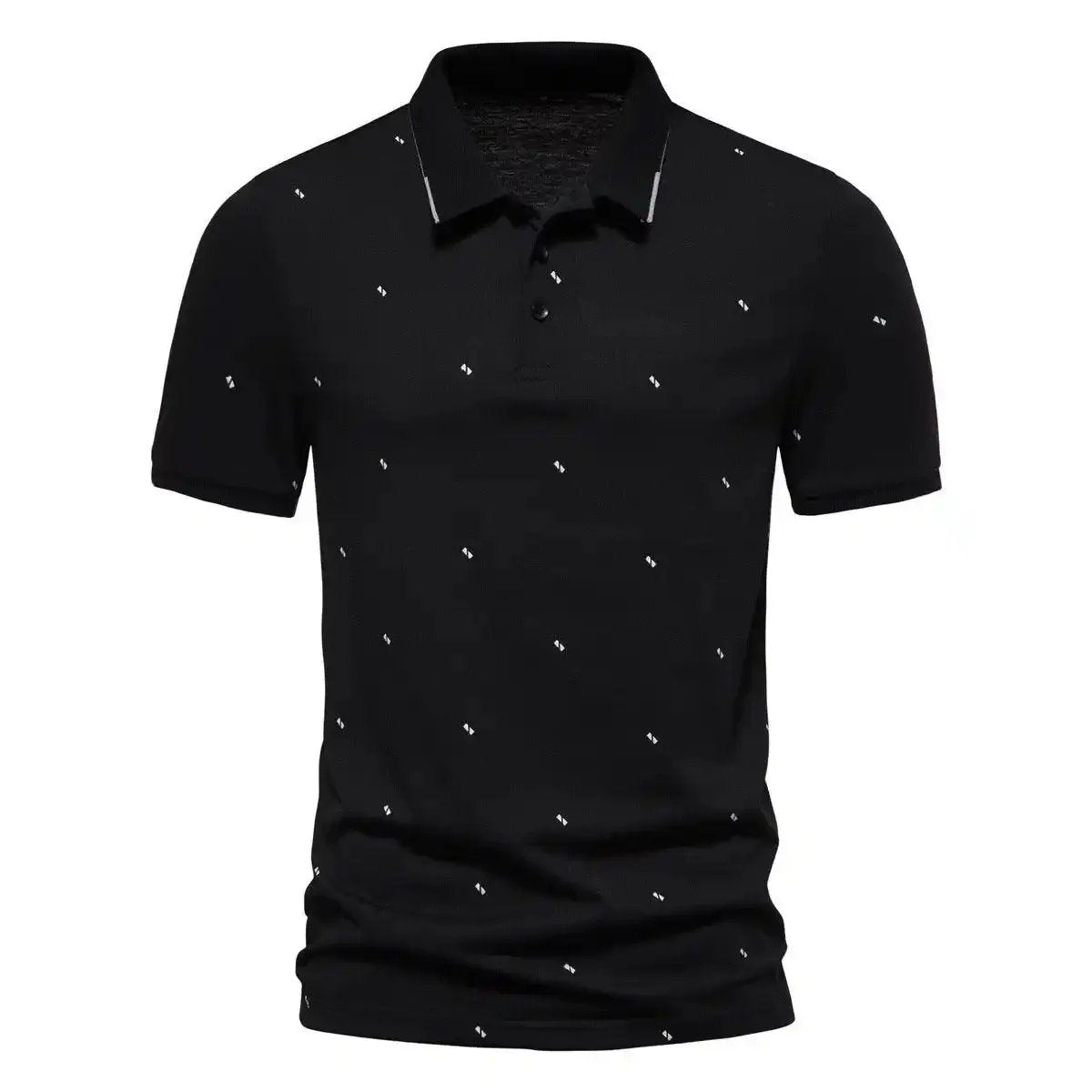 T-Shirt: Men's Printed Lapel Short Sleeve Casual T-shirt.