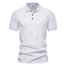 T-Shirt: Men's Printed Lapel Short Sleeve Casual T-shirt.