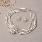 TL060 bridal chain, luxury pearl, flower necklace, earring set, wedding accessories