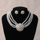 TL060 bridal chain, luxury pearl, flower necklace, earring set, wedding accessories