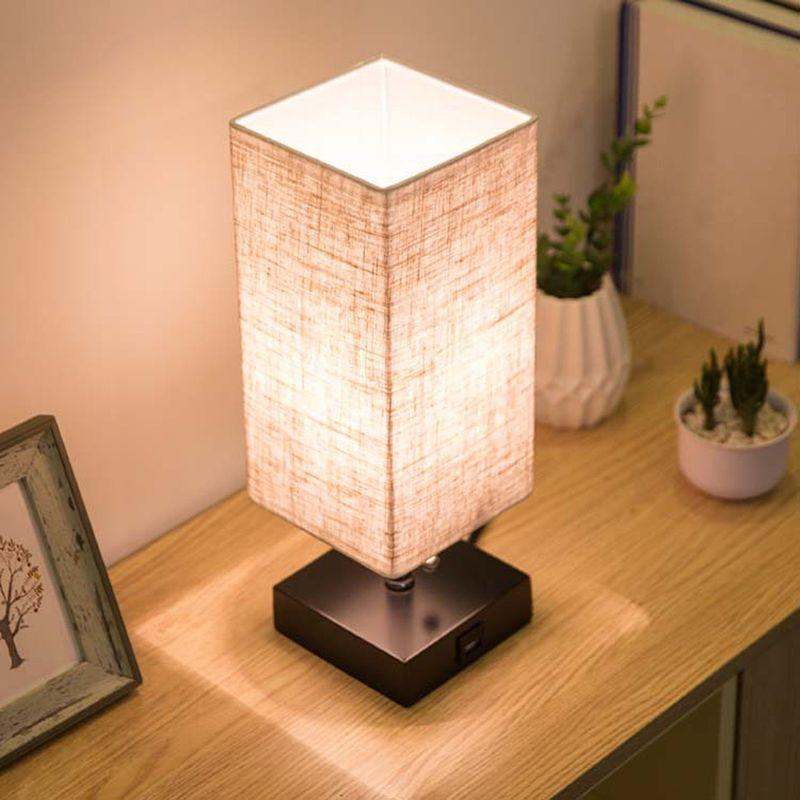 Table lamp: Linen square table lamp, perfect for study or bedside tables