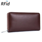 The RFID Men's Wallet, made of genuine cow leather, features 36 card slots and a cell phone pocket for stylish and functional storage.