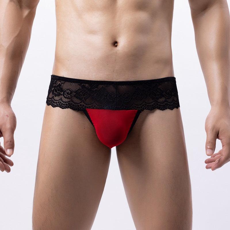 These Men's Lace Print Low Waist Panties T-back offer a comfortable and stylish option for men.