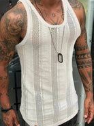 Thin Sleeveless Men's Vest White Mesh Hollow Sports Top