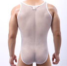 This men's one piece underwear features a unique hollow triangle design, providing both comfort and body sculpting support.