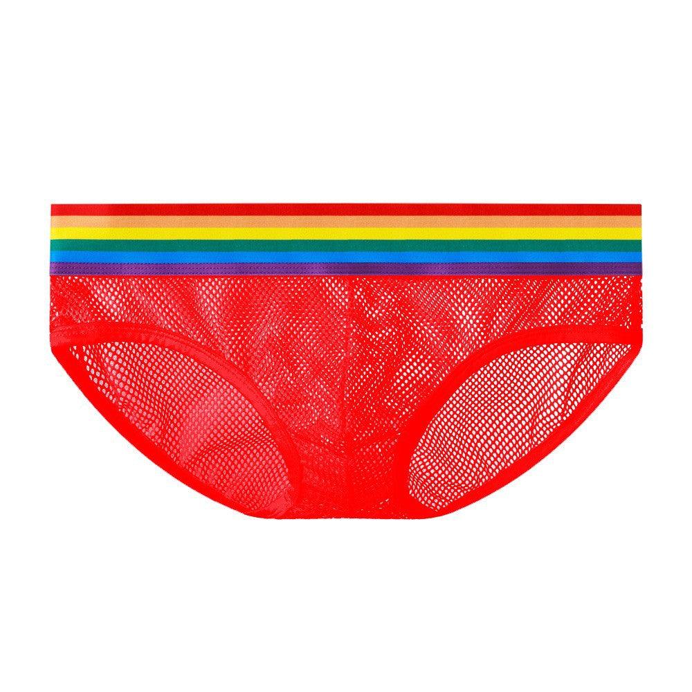 This men's underwear features a mesh rainbow belt, providing both comfort and style.