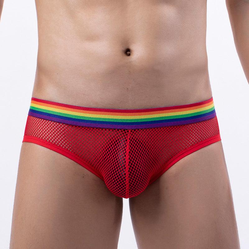 This men's underwear features a mesh rainbow belt, providing both comfort and style.