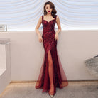 Toast Red Bridal Fishtail Long Dress Sequins