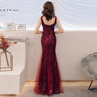 Toast Red Bridal Fishtail Long Dress Sequins