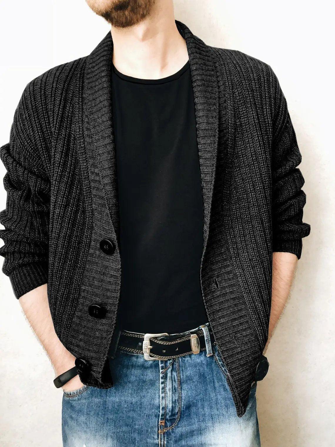 Urban V-neck Cardigan Sweater - Men's Long Sleeve Knitwear.