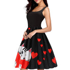 Valentine's Dress: Temperament Stitching Heart Shaped Print Swing Dress