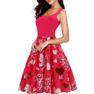 Valentine's Dress: Temperament Stitching Heart Shaped Print Swing Dress