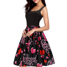 Valentine's Dress: Temperament Stitching Heart Shaped Print Swing Dress