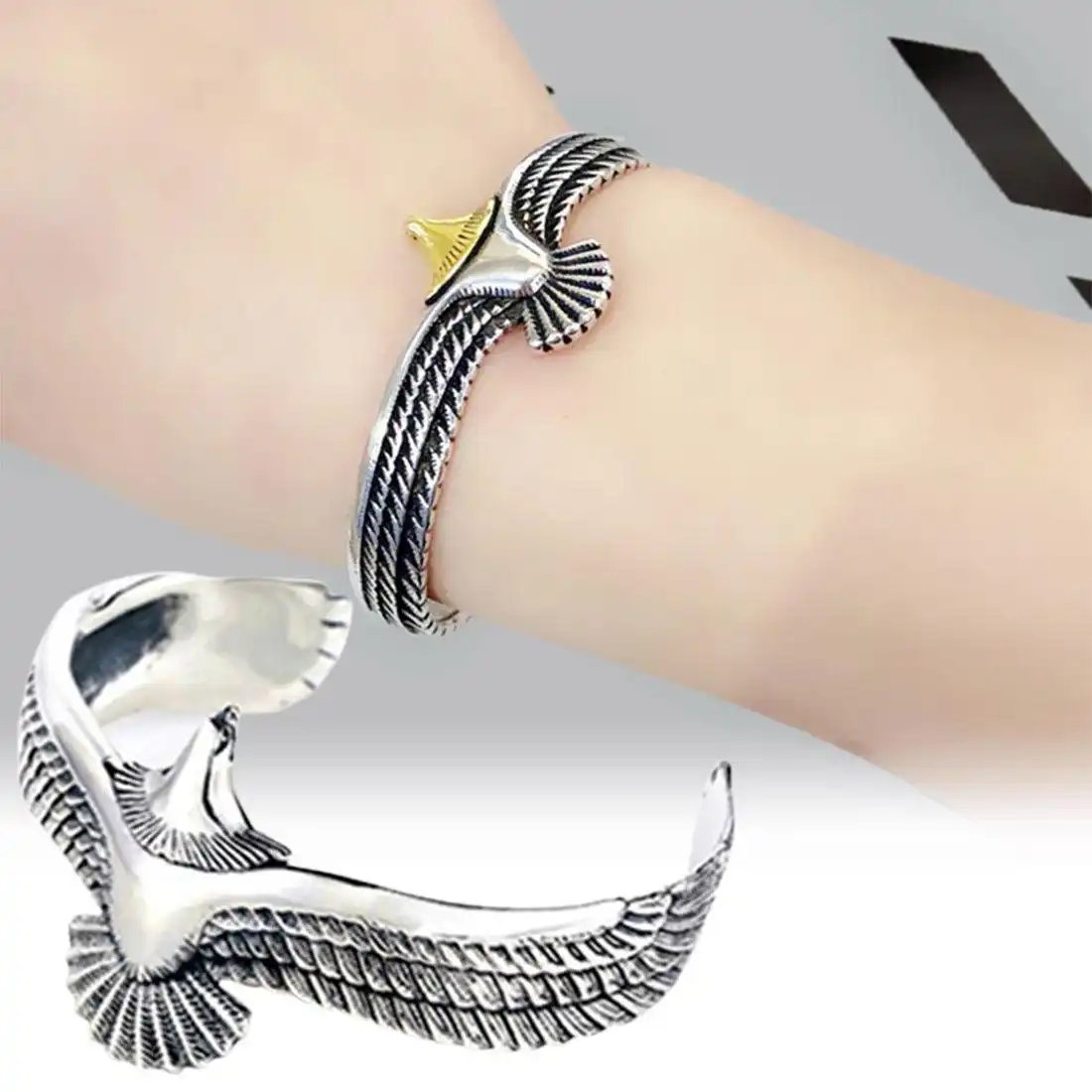 Viking Eagle Cuff Bracelet Valentines Day Gift For Boyfriend