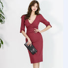 Waist slim wrap hip dress