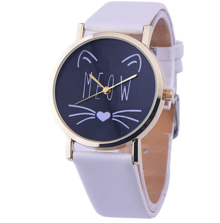 Watch watches women fashion watch Luxury Cute Cat Pattern PU Leather Band Analog Quartz Vogue Wristwatch