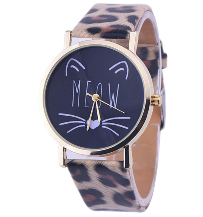 Watch watches women fashion watch Luxury Cute Cat Pattern PU Leather Band Analog Quartz Vogue Wristwatch