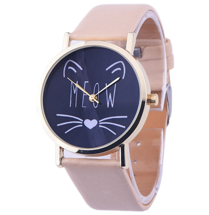 Watch watches women fashion watch Luxury Cute Cat Pattern PU Leather Band Analog Quartz Vogue Wristwatch